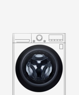 Bilden av tvättmaskinen med den härdade glasdörren syns tydligt.