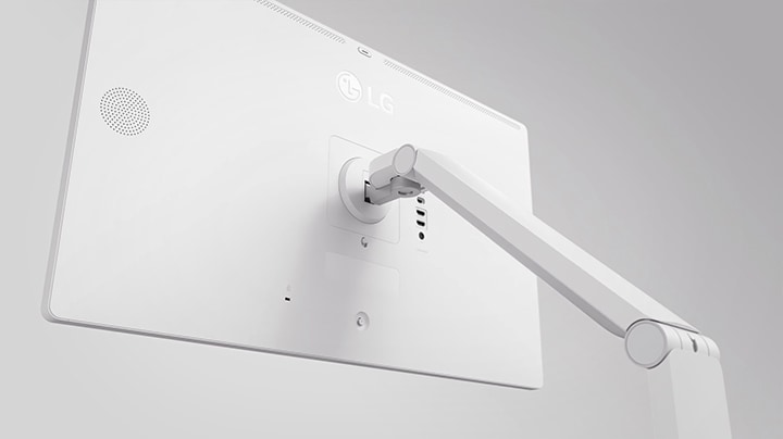 3D-produktvideo som visar flexibilitet med ett vridbart fjädrande gångjärn som erbjuder justering av lutning, svängning, höjd och porträttläge