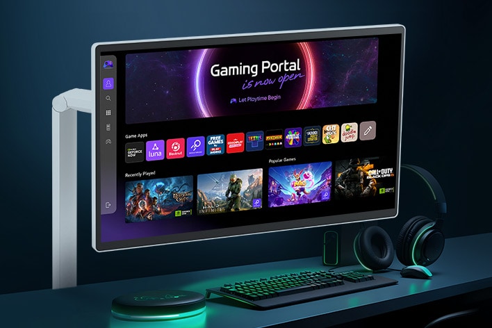 LG Smart Monitor Swing-skärmen visar gränssnittet för spelappar.