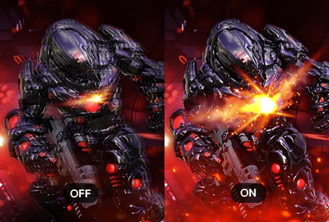 Visar Dynamic Action Sync-funktionen i aktion via UltraGear™-skärmen.