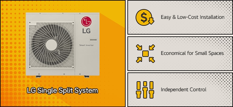 LG Single Split System: Easy, low-cost installation; economical for small spaces with independent temperature control.