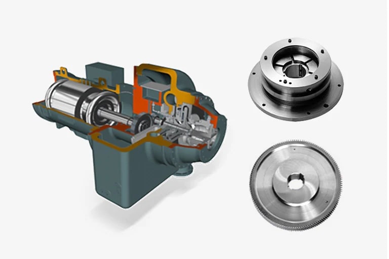 Chiller core parts, indicating lubrication through oil replacement.