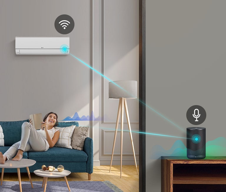 Say, “Turn on/off the air conditioner.” and the AI speaker will listen and turn on/off the air conditioner.