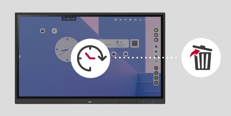 The LG CreateBoard can be set to automatically delete files after a specific period of time.