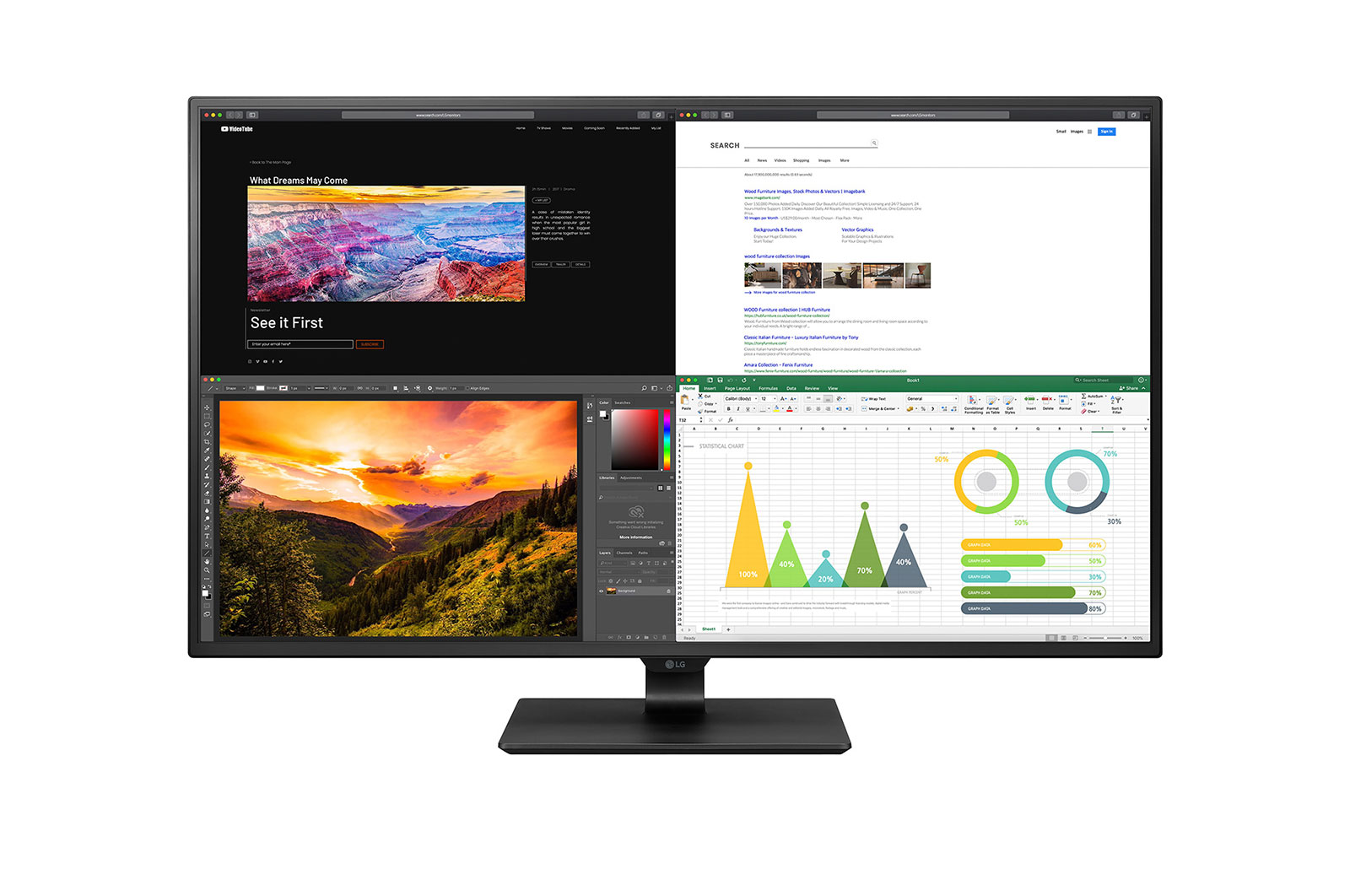 LG 42.5'' UHD 4K IPS Monitor with HDR 10, 43UN700-B