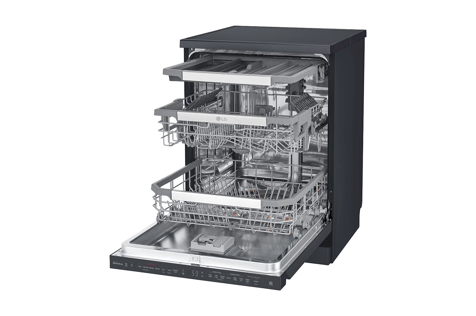 LG THINQ™ Top Control Dishwasher QuadWash® & True Steam®, in black, DFB227HM