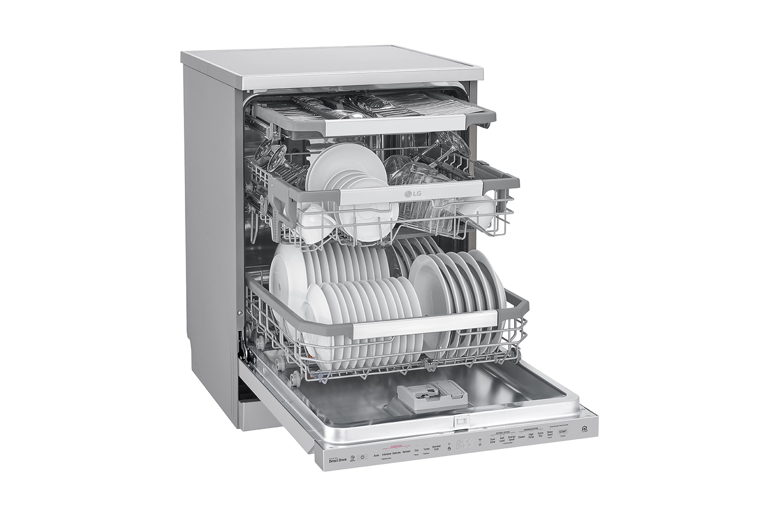 LG THINQ™ Top Control Dishwasher QuadWash® & True Steam®, in silver, DFB325HS