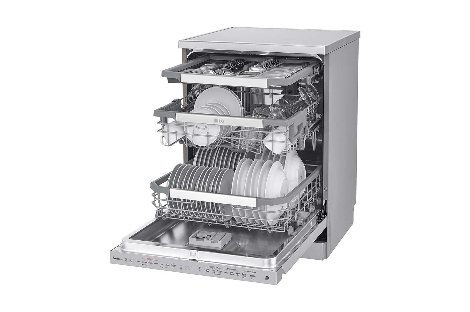 LG THINQ™ Top Control Dishwasher QuadWash® & True Steam®, in silver, DFB325HS