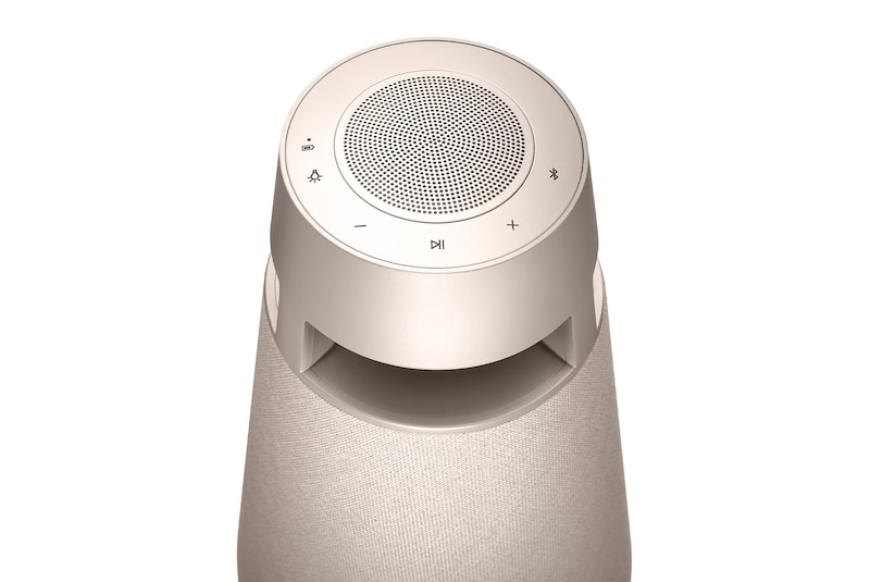 LG XBOOM 360 XO3 - Portable Bluetooth Speaker with 360 Sound, Customizable Mood Lighting (Beige), XO3QBE