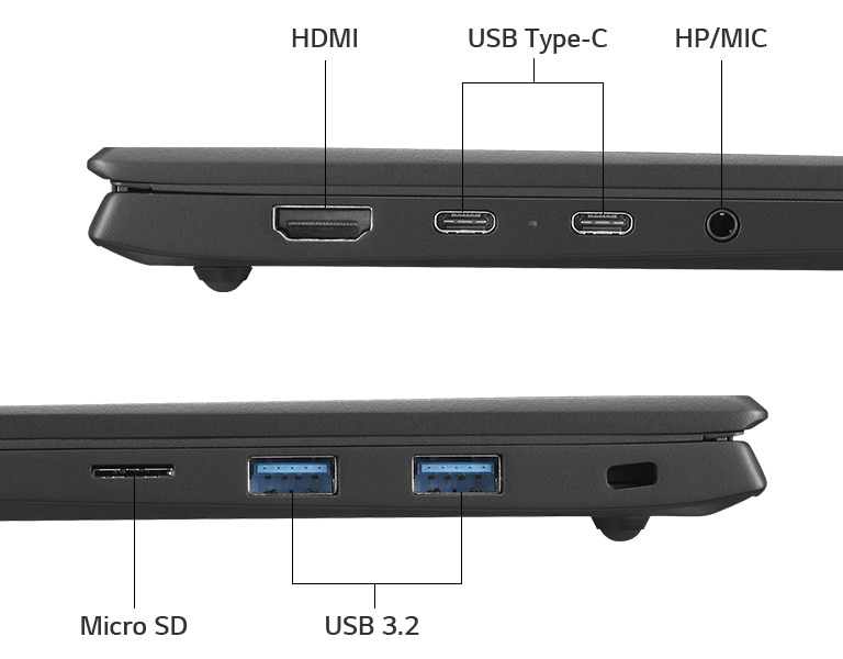 It shows various ports of LG gram.