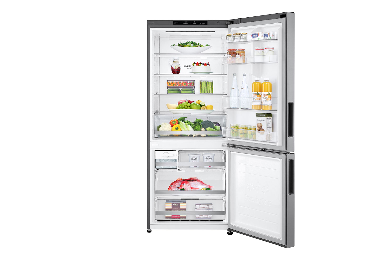 LG 408L Bottom Freezer Refrigerators with Smart Inverter Compressor™ in Platinum Silver, GB-B4059PZ