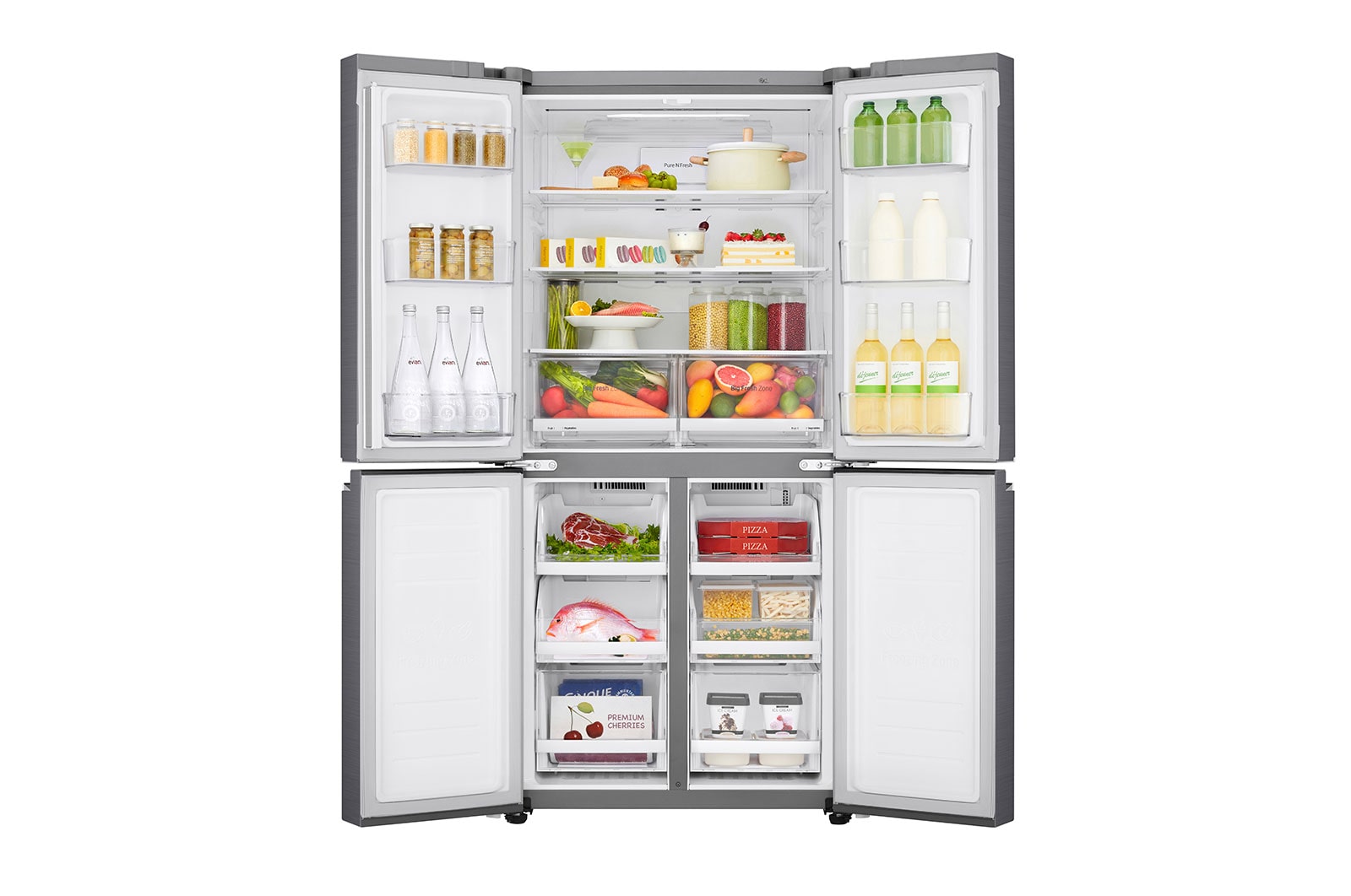 LG 464L multi-door-refrigerators with Inverter Linear Compressor in Platinum Silver, GF-B4539PZ