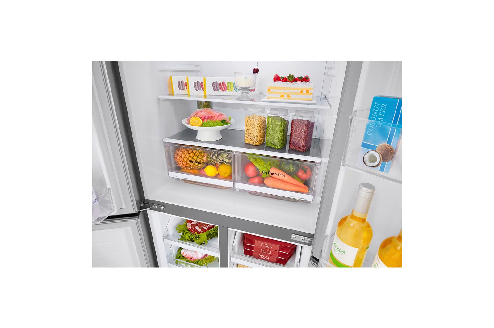 LG 464L multi-door-refrigerators with Inverter Linear Compressor in Platinum Silver, GF-B4539PZ