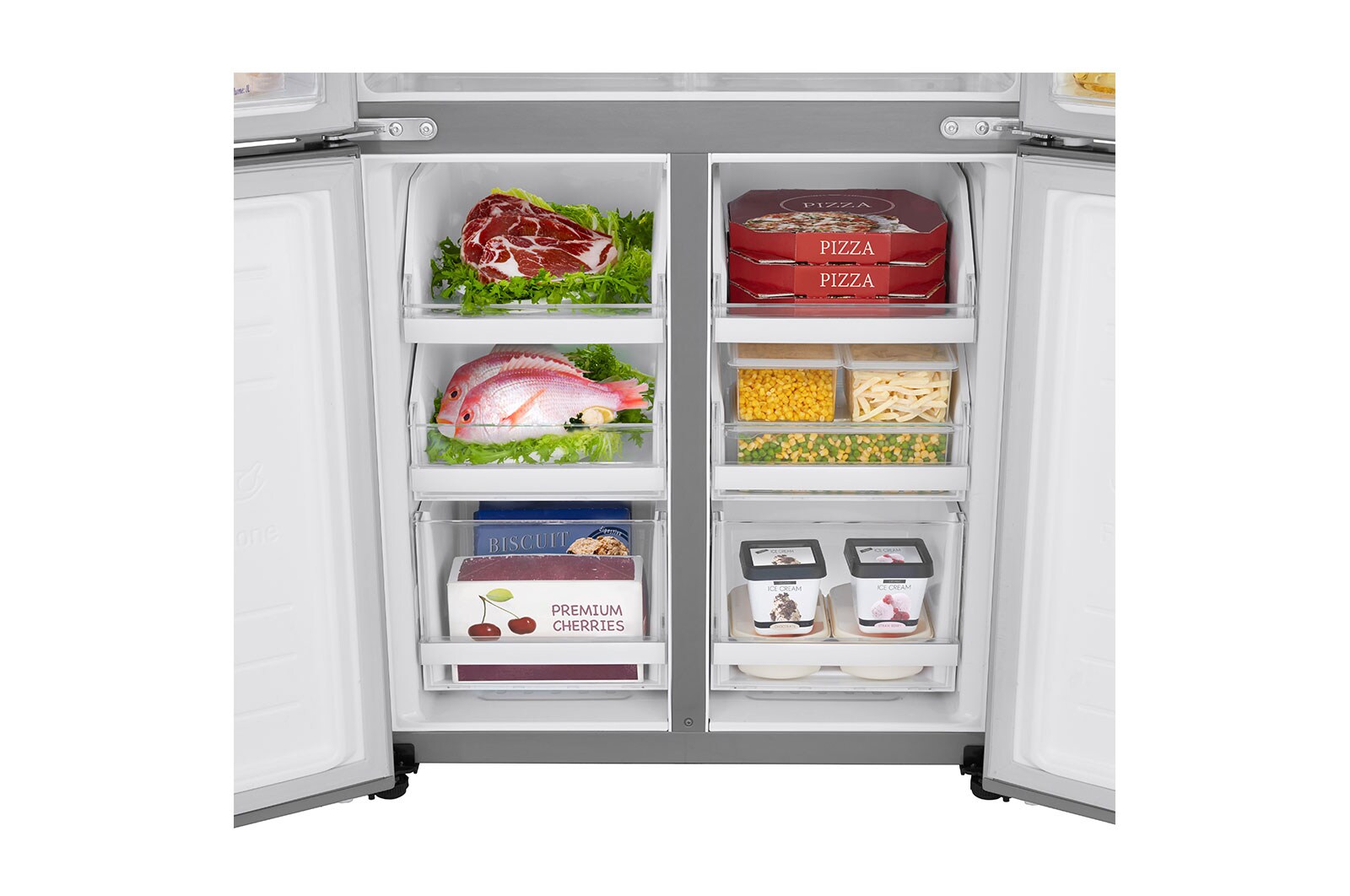 LG 464L multi-door-refrigerators with Inverter Linear Compressor in Platinum Silver, GF-B4539PZ