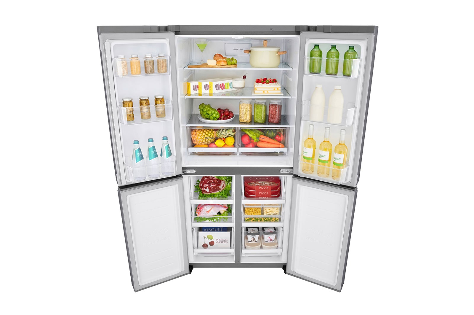 LG 464L multi-door-refrigerators with Inverter Linear Compressor in Platinum Silver, GF-B4539PZ