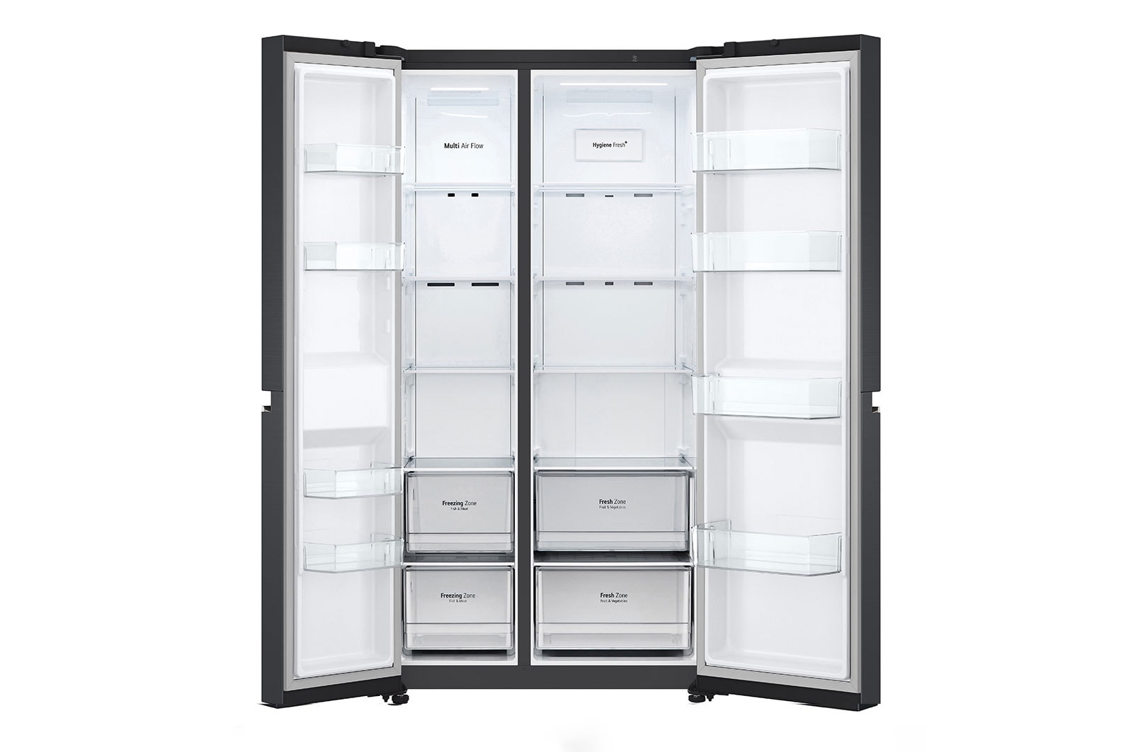 LG 647L side-by-side-fridge with Linear Compressor in Matt Black, GS-B6472MC
