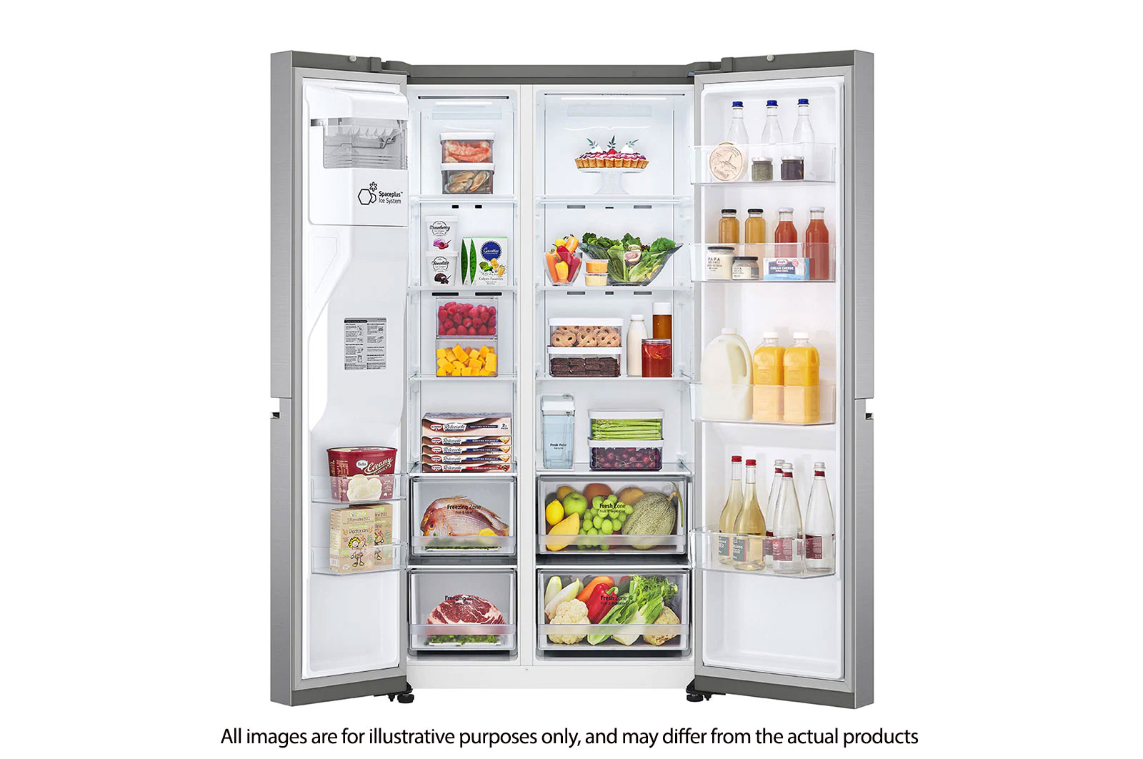 LG 617L side-by-side-fridge with Smart Inverter Compressor™ in Platinum Silver, GS-L6172PZ