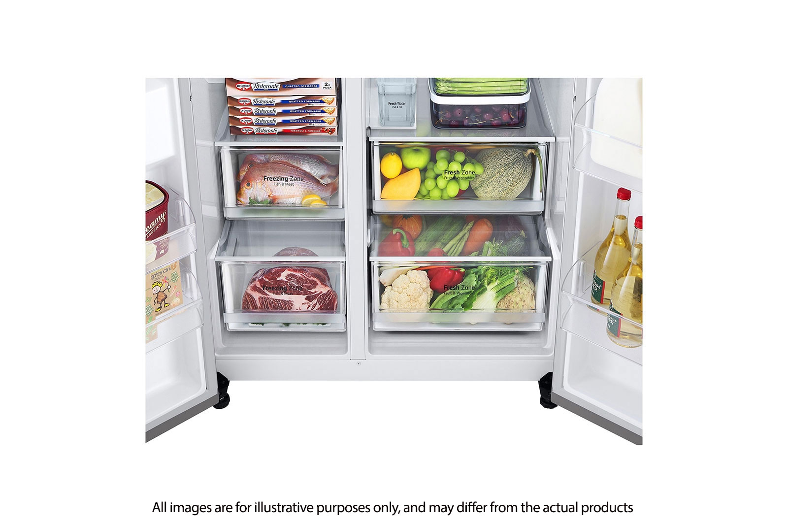 LG 617L side-by-side-fridge with Smart Inverter Compressor™ in Platinum Silver, GS-L6172PZ
