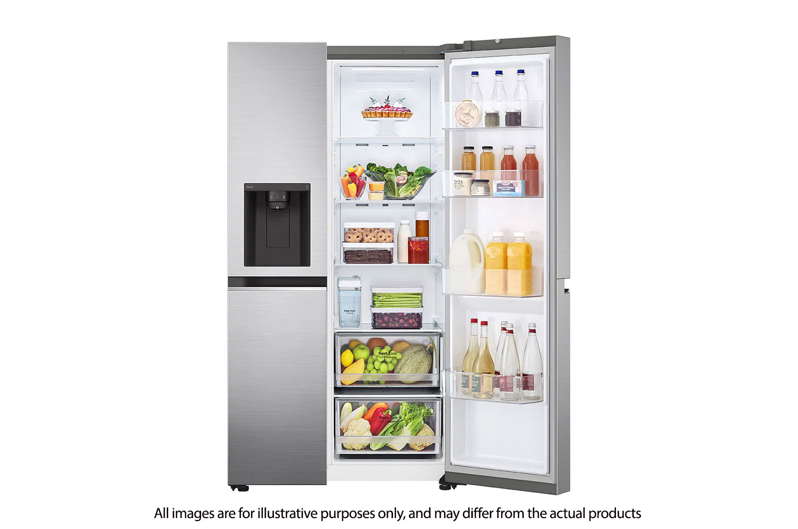 LG 617L side-by-side-fridge with Smart Inverter Compressor™ in Platinum Silver, GS-L6172PZ