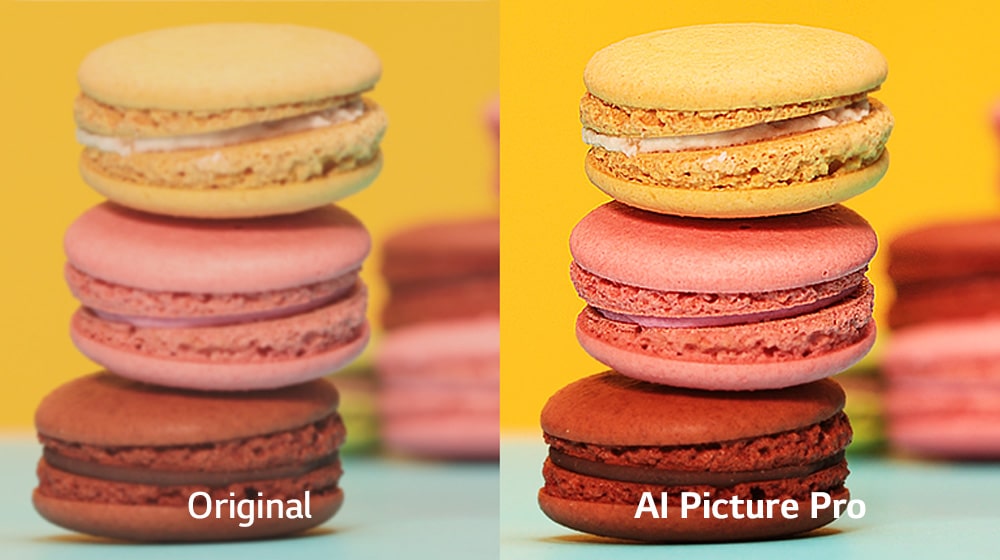 The macarons are highlighted as the foreground and the focus on them becomes sharper.