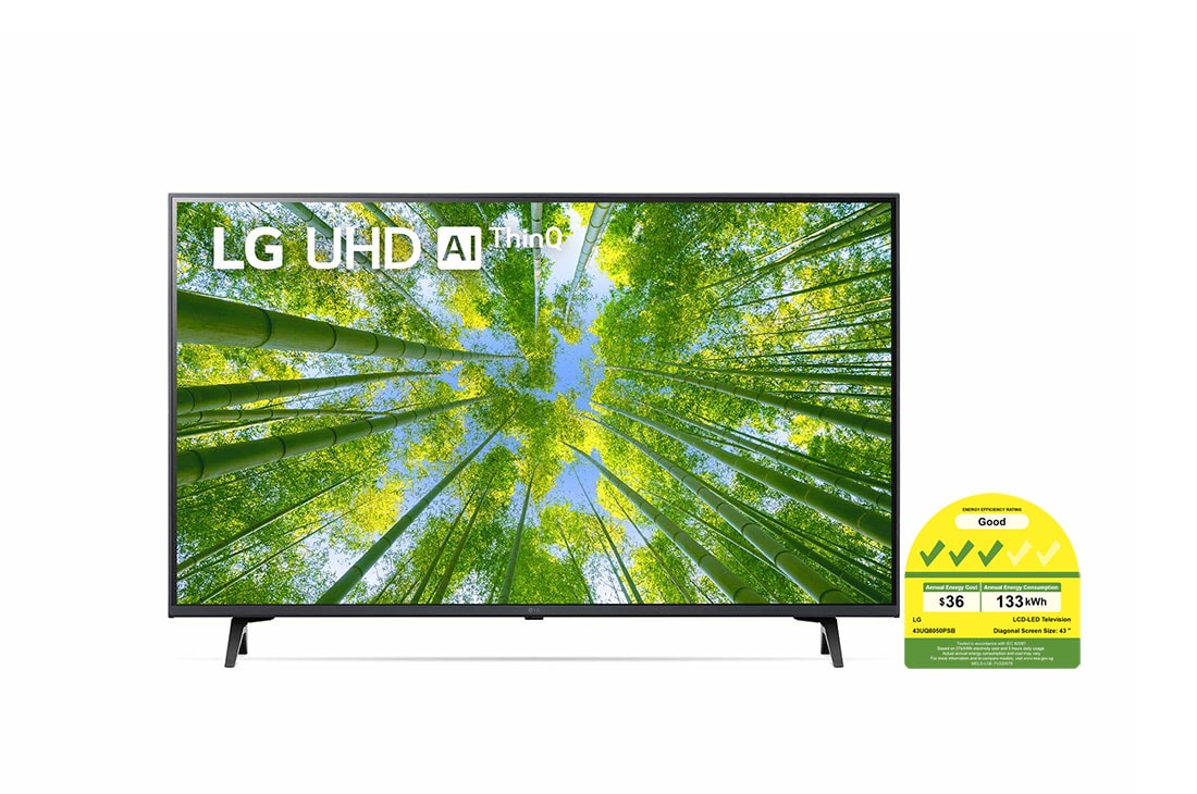 LG UHD TV UQ80 43 inch 4K Smart TV | Magic Remote | Small TV | Ultra HD 4K resolution | AI ThinQ, 43UQ8050PSB
