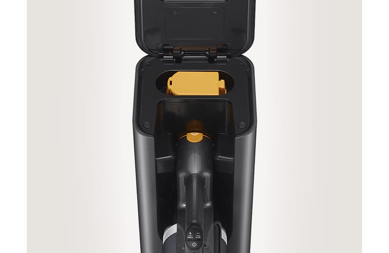 It shows the battery pack of the vacuum cleaner.
