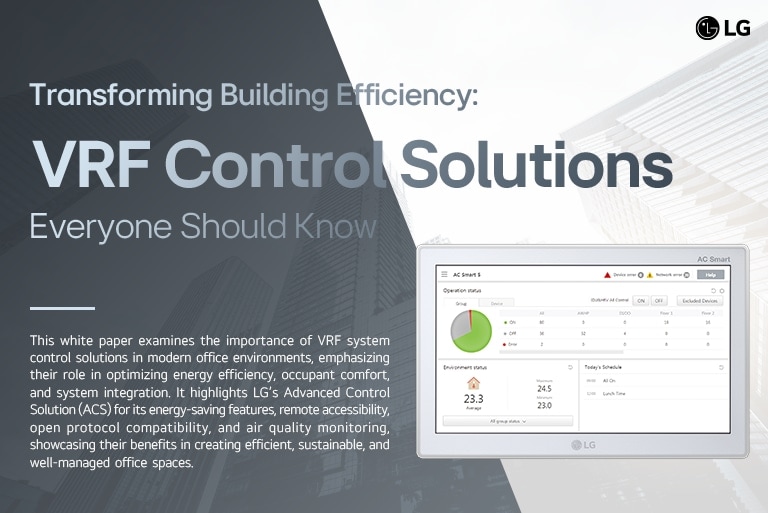 LG VRF Control Solutions, energy efficiency, modern offices, advanced control systems, remote accessibility.