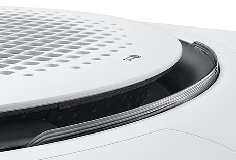 The 6-Step Vane Control of the LG Round Cassette displays the crystal vanes that enable precise airflow control in every direction, enhancing both cooling and heating performance.