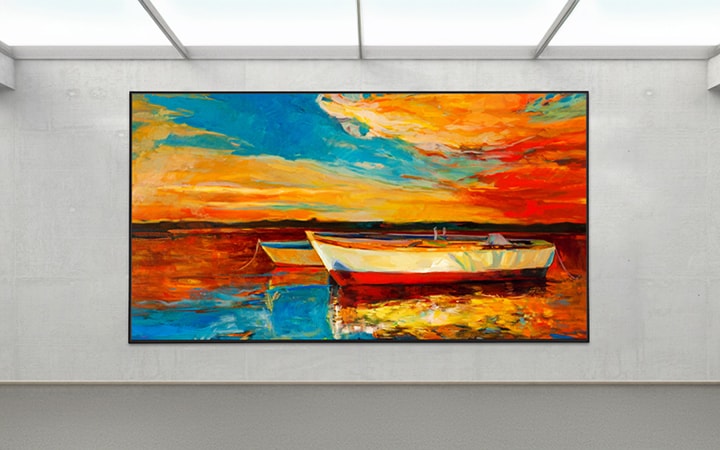 This is an image of a space showing artwork on signage with the Art Lounge feature.