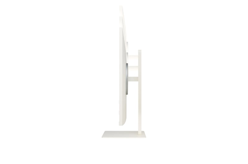 side view of the monitor moving downwards for height adjustment