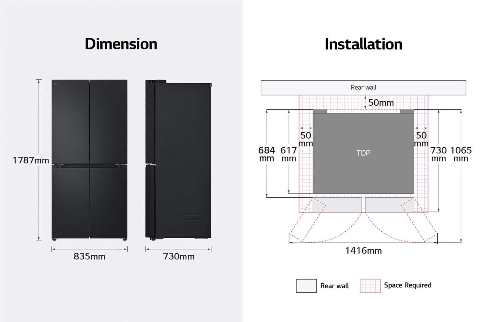 LG 464L Multi Door Refrigerator with Smart Inverter Compressor™ in Essence Matte Black, GF-B4544EP