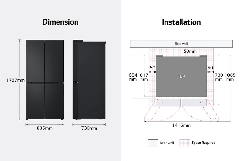 LG 464L Multi Door Refrigerator with Smart Inverter Compressor™ in Essence Matte Black, GF-B4544EP