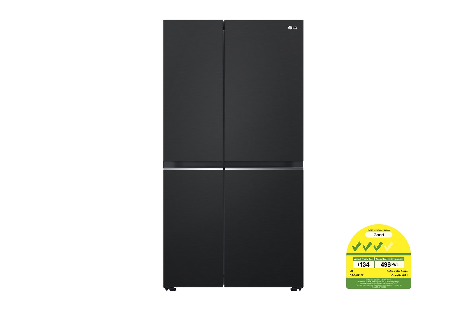 LG 647L Side by Side Refrigerator with Smart Inverter Compressor™ in Essence Matte Black, GS-B6473EP