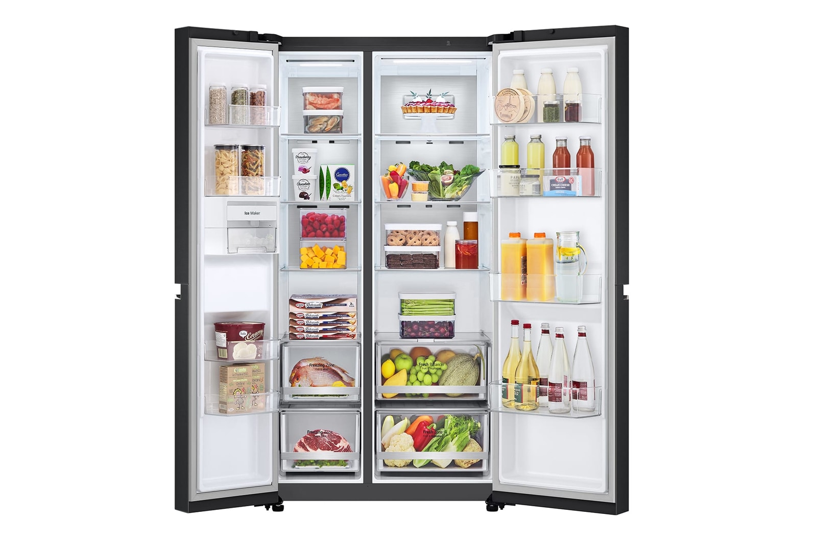 LG 647L Side by Side Refrigerator with Smart Inverter Compressor™ in Essence Matte Black, GS-B6473EP