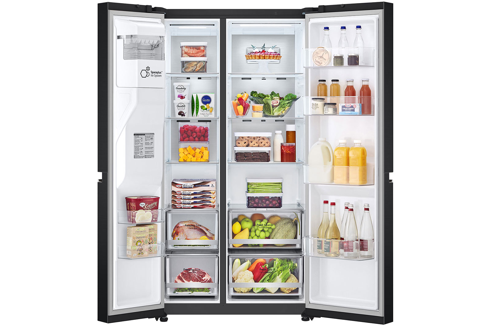 LG 617L side-by-side-fridge with Smart Inverter Compressor™ in Matt Black, GS-L6473EP