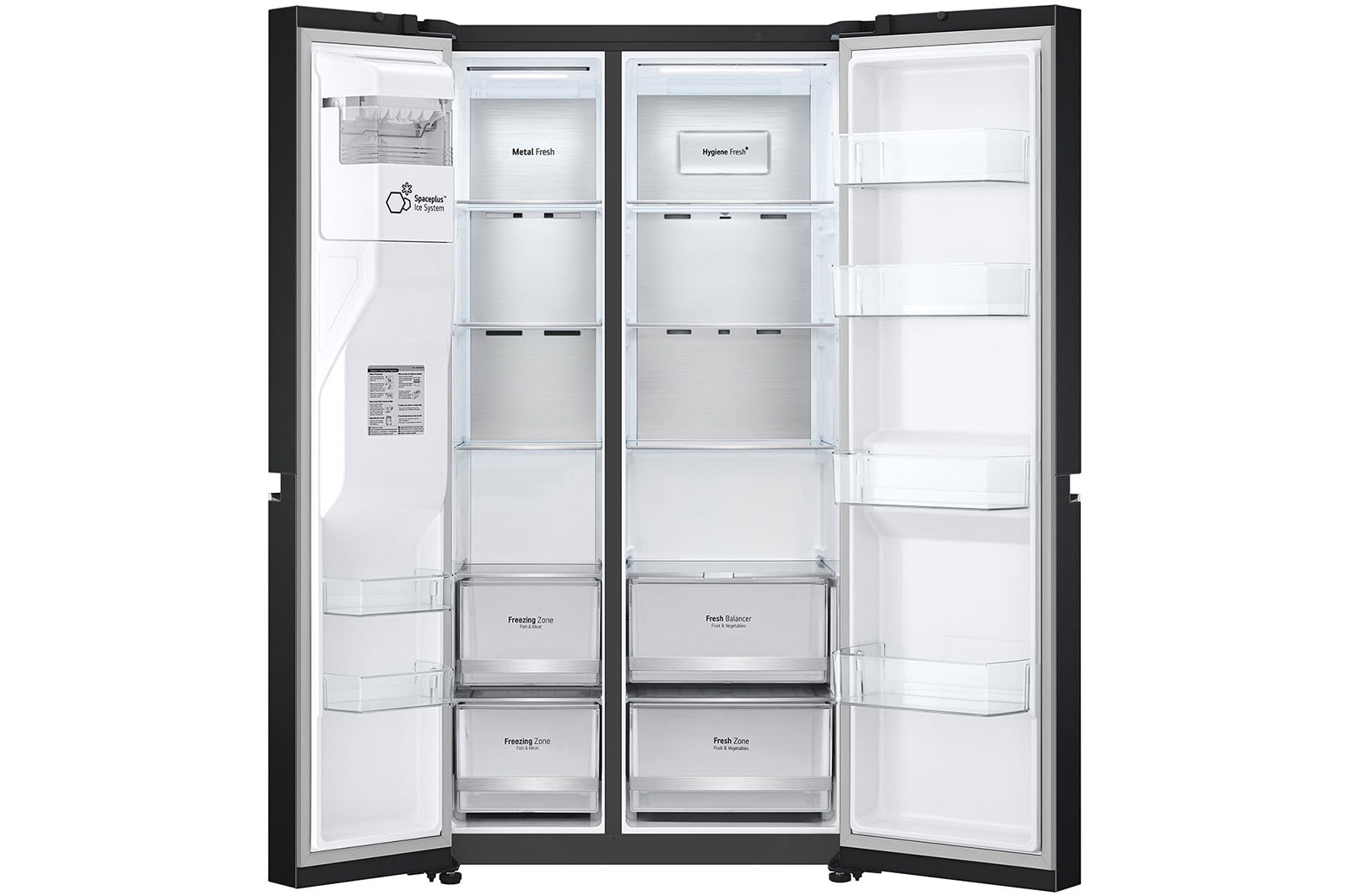 LG 617L side-by-side-fridge with Smart Inverter Compressor™ in Matt Black, GS-L6473EP