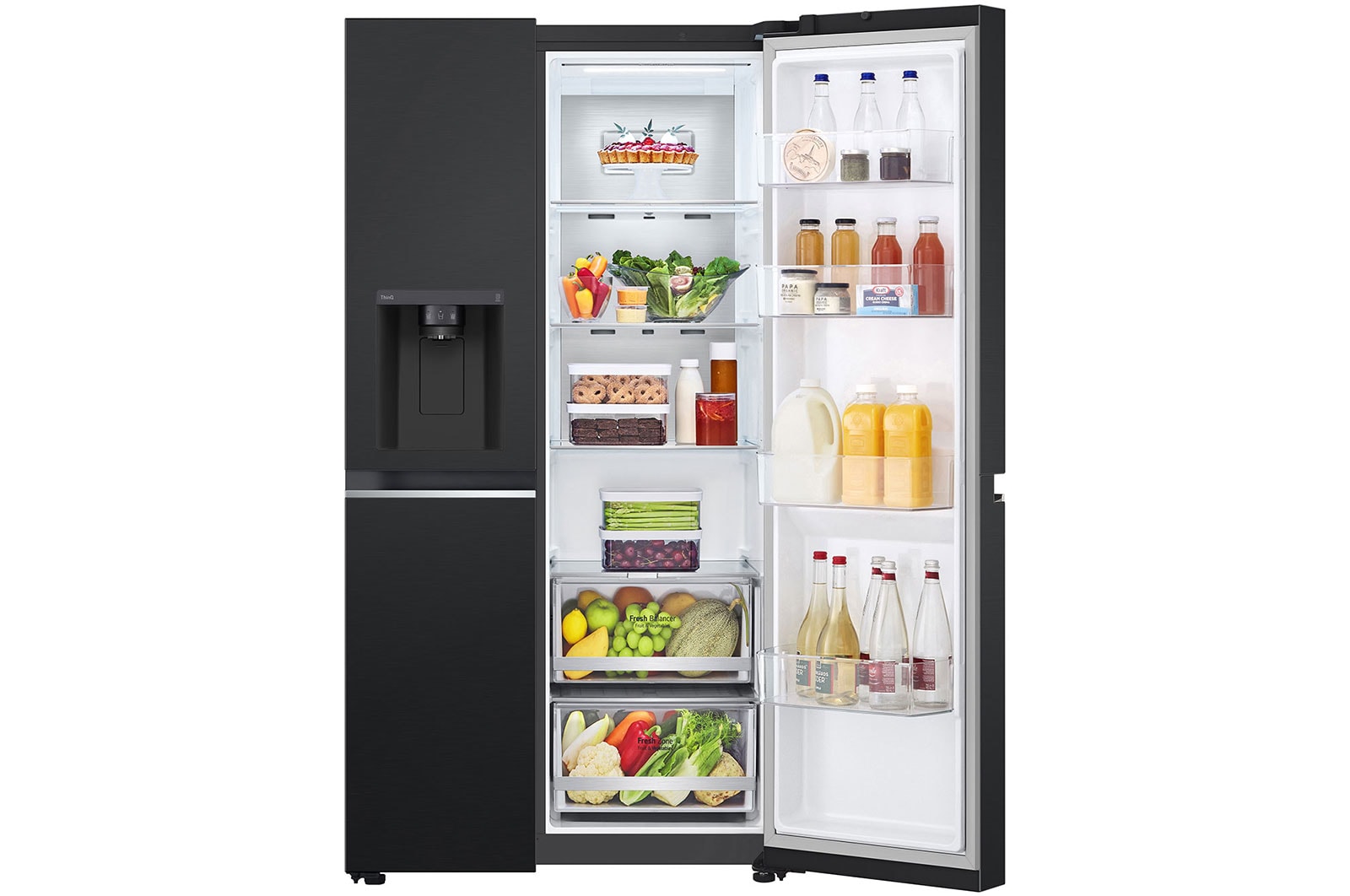LG 617L side-by-side-fridge with Smart Inverter Compressor™ in Matt Black, GS-L6473EP