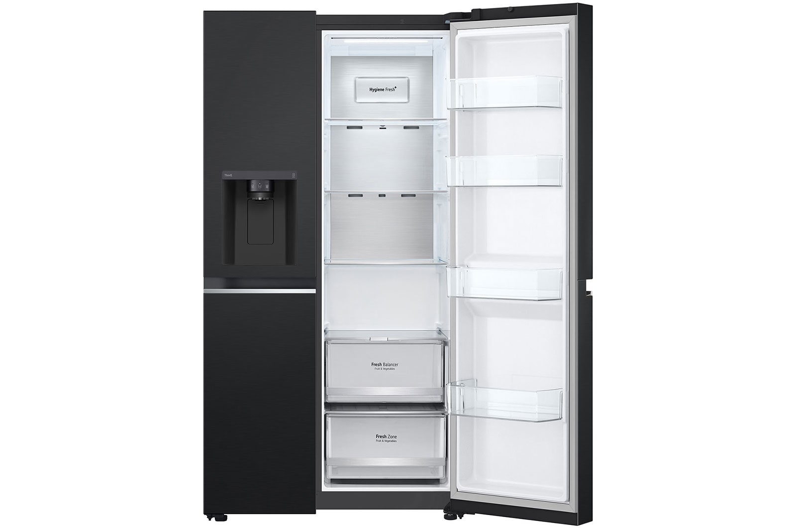 LG 617L side-by-side-fridge with Smart Inverter Compressor™ in Matt Black, GS-L6473EP