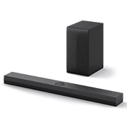 Top angled view of LG Soundbar S70TY and subwoofer