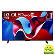 Front view with LG OLED evo and 11 Years World No.1 OLED Emblem on screen