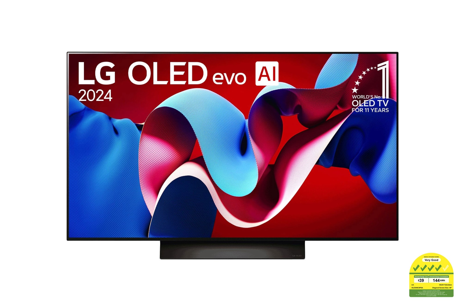 Front view with LG OLED evo and 11 Years World No.1 OLED Emblem on screen