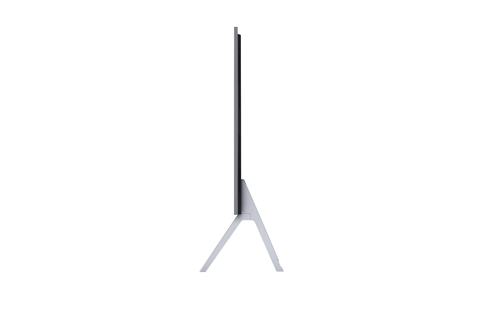 Left side view of the ultra-slim side edge of LG OLED M3 on the stand