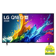 Front view of QNED80 with LG QNED, and 2024 on screen