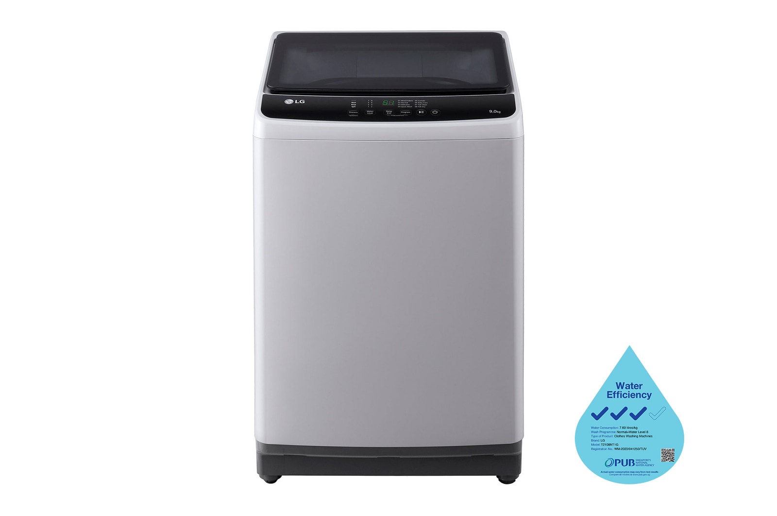 LG 8KG Top Load Washing Machine, Gray, T2108NT1G