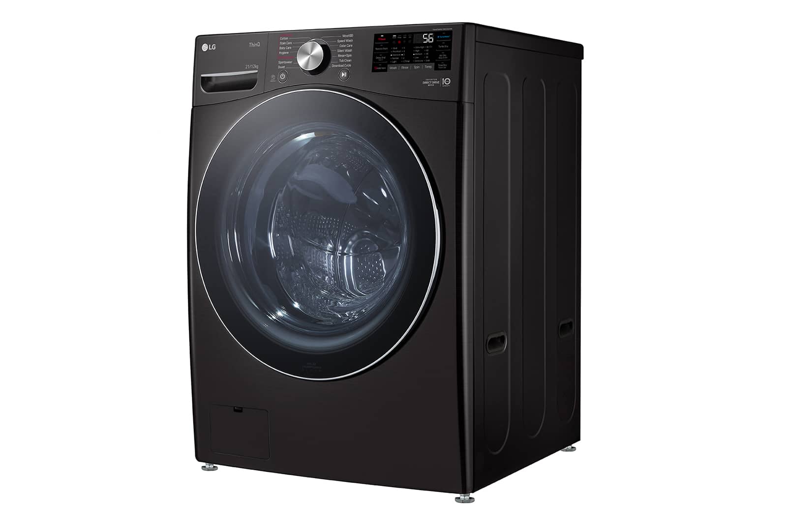LG 21/12kg, AI Direct Drive Front Load Washer Dryer in Black Steel, F2721HVRB