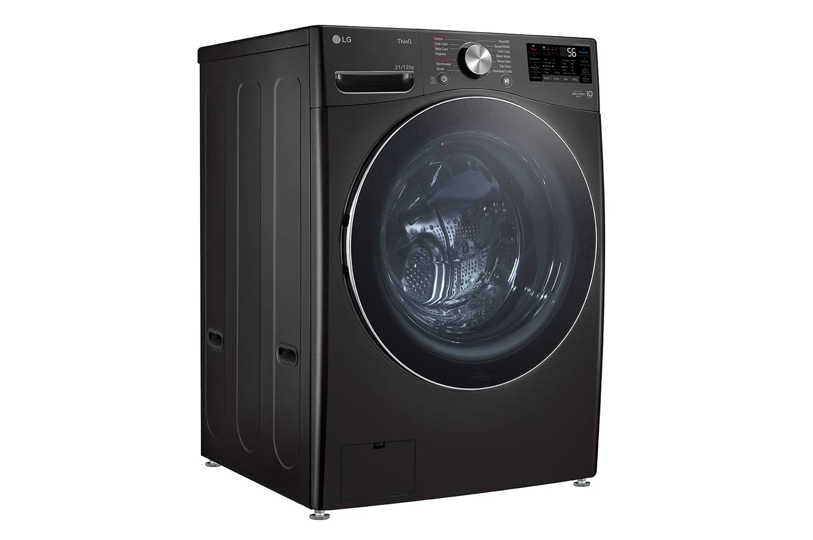 LG 21/12kg, AI Direct Drive Front Load Washer Dryer in Black Steel, F2721HVRB
