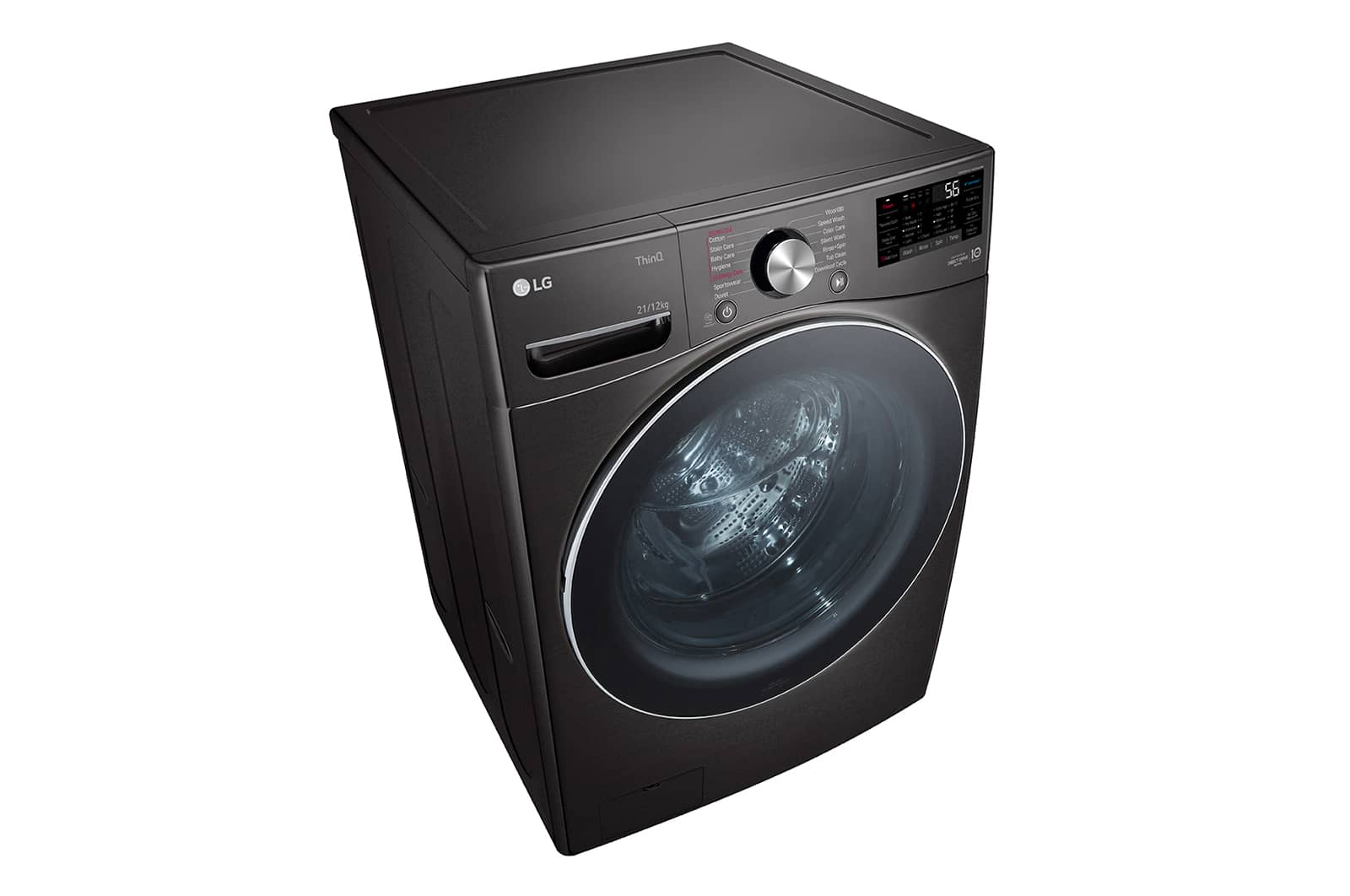 LG 21/12kg, AI Direct Drive Front Load Washer Dryer in Black Steel, F2721HVRB