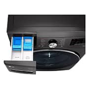 LG 21/12kg, AI Direct Drive Front Load Washer Dryer in Black Steel, F2721HVRB