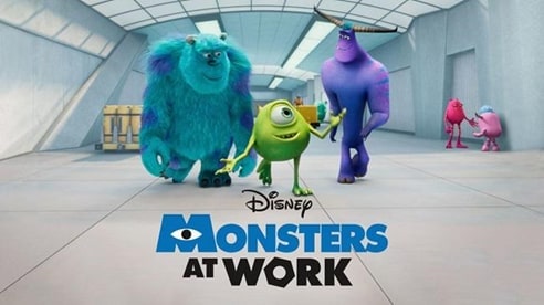 ตัวการ์ตูนในเรื่อง Monsters at Work กำลังเดินด้วยกัน