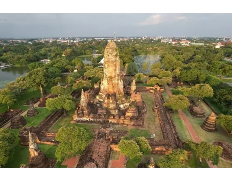 ภาพถ่ายมุมสูงของอุทยานประวัติศาสตร์พระนครศรีอยุธยา